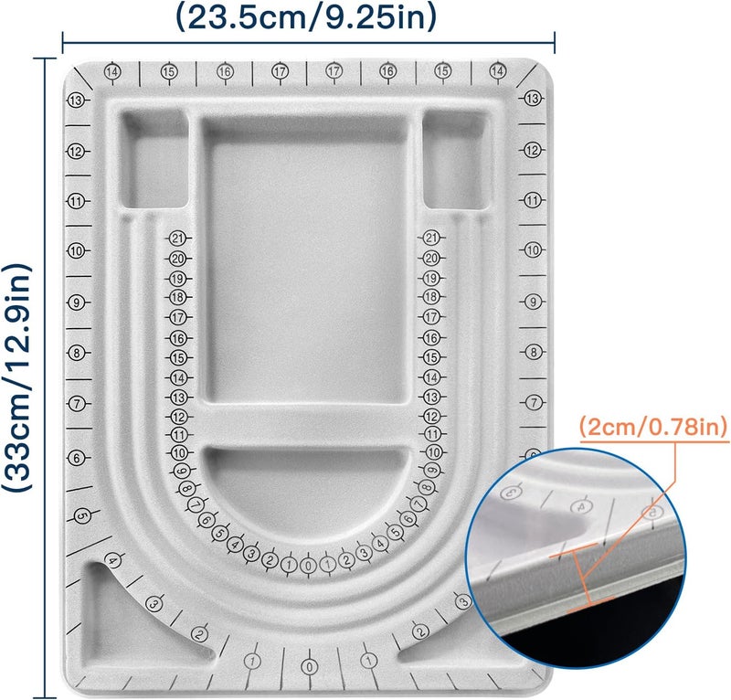 INDIVSHOW The Bead Board with Clear Cover,Grey Flocked,6 Recessed Compartments,3 U-Shaped Channels,Design Boards for Jewelry Bracelet Necklace Making DIY - Image 2